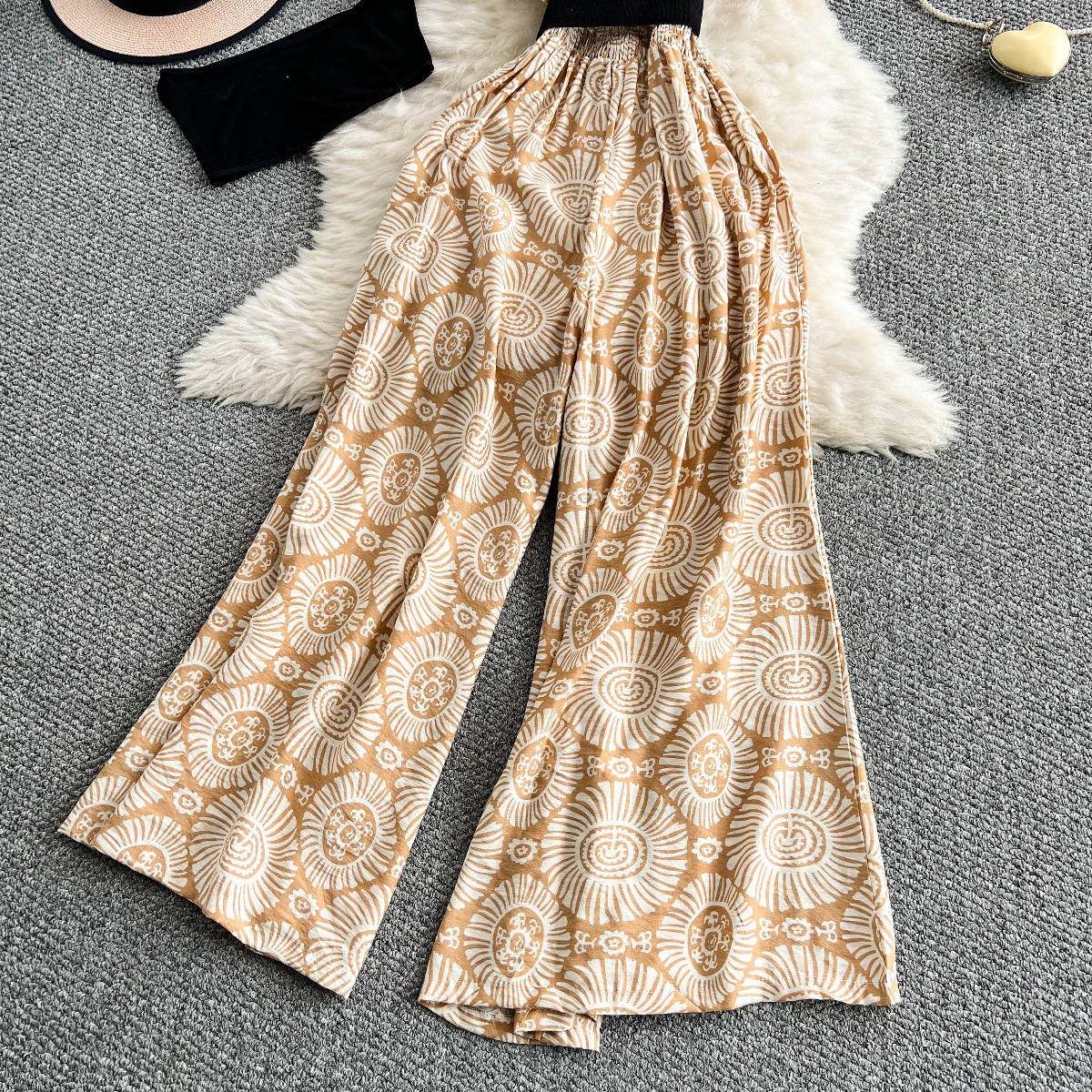 Elegant Women's Strapless V Neck Wide Leg Jumpsuit For Summer_voghion.com