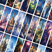 24张跨境童话城堡纸质书签学生小说课本装饰卡阅读书籍标注小卡