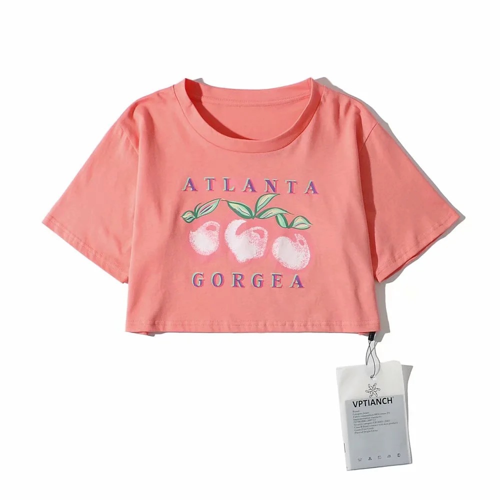 Retro Peach Print Short T-Shirt NSAC62912