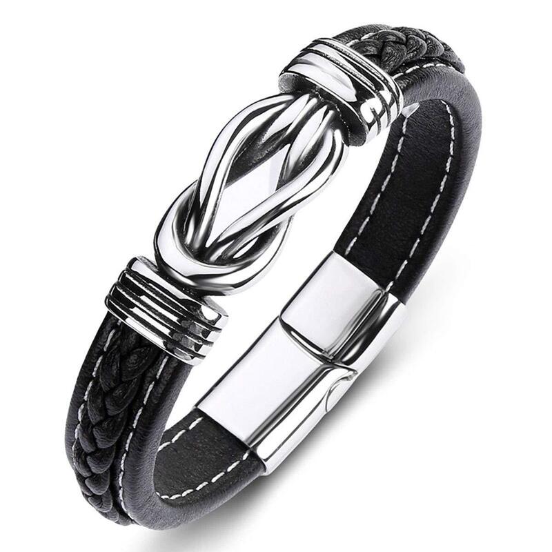 SOURCE Factory men's leather bracelet alloy wrist strap men's Magnetic buckle personality bracelet new big sale bracelet bracelet