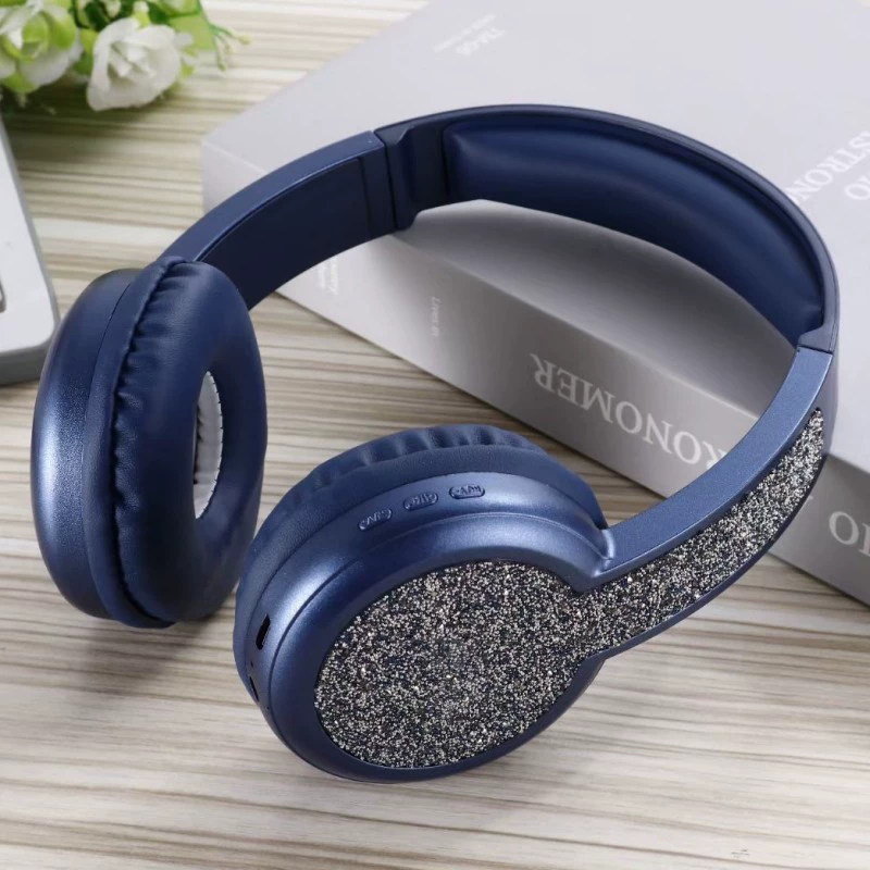 Подарочные наушники с Bluetooth, беспроводная гарнитура, BT-стик, алмазный блеск, модные спортивные большие наушники