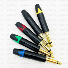 镀金话筒插头 6.5单声道插头 瑞士黑身6.35插头大二芯6.5头彩色