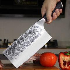 不鏽鋼錘紋鍛打斬切兩用菜刀家用廚房禮品屠宰廚師切砍骨片刀套裝