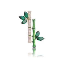 Peace Bamboo Node Node Promotion Brooch Chinese Style Emerald High-end Luxury Elegant Creative Pin Western Suit Accessory