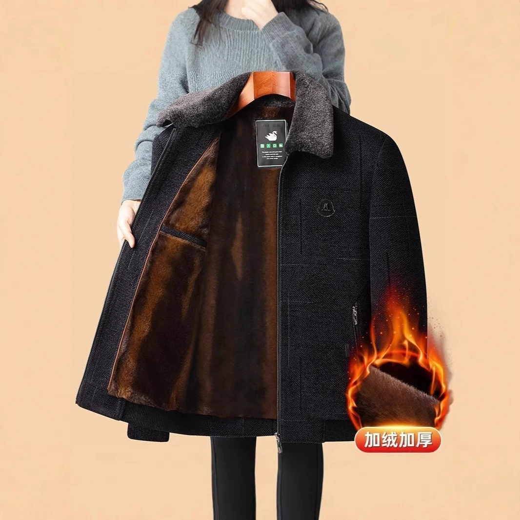 Плюшевая утолщение Chenir среднего возраста мужской папа зимняя хлопчатобумажная куртка осенняя зимняя куртка среднего и пожилого пальто