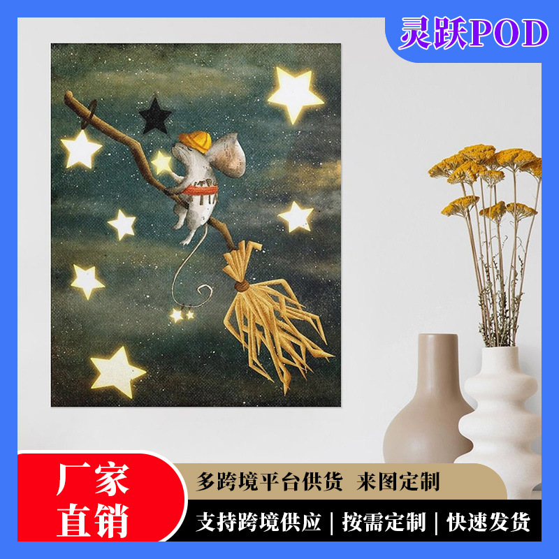 Modern Minimalist Living Room Decorative Art Style Anime Decorative Painting Background Wall Mural Hotel Poster Hanging Painting Frameless Painting