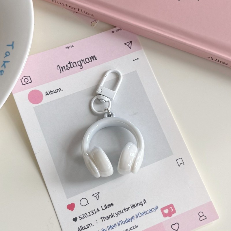 新しい ins 甘くてクールな立体ヘッドフォンキーホルダーカラフルなヘッドフォンペンダントクリエイティブスクールバッグペンダント親友ペンダント|undefined