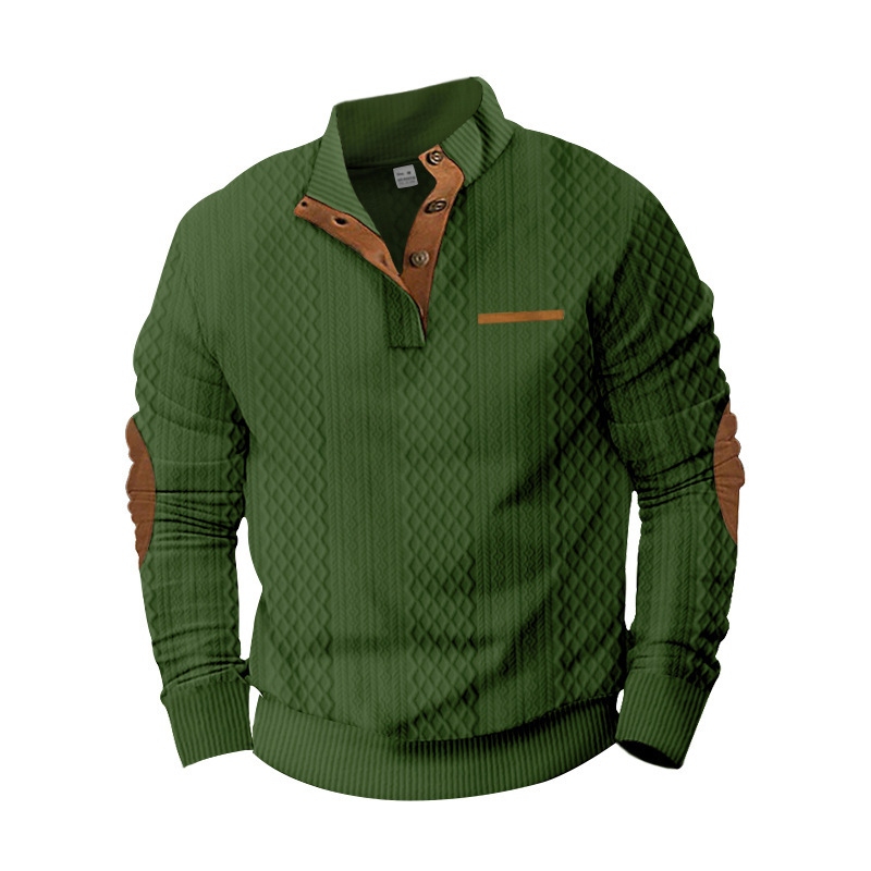 Men's Pullover Sweater Standing Neck Jacquard Knitted Outdoor_voghion.com