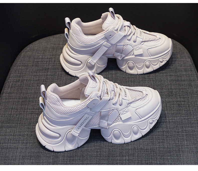 Giày sneaker nữ chunky đế dày tăng chiều cao, lưới thoáng khí, mẫu mới xuân 2025 — M2559 màu be, M2559 màu hồng, M2559 màu đen chi tiết 18
