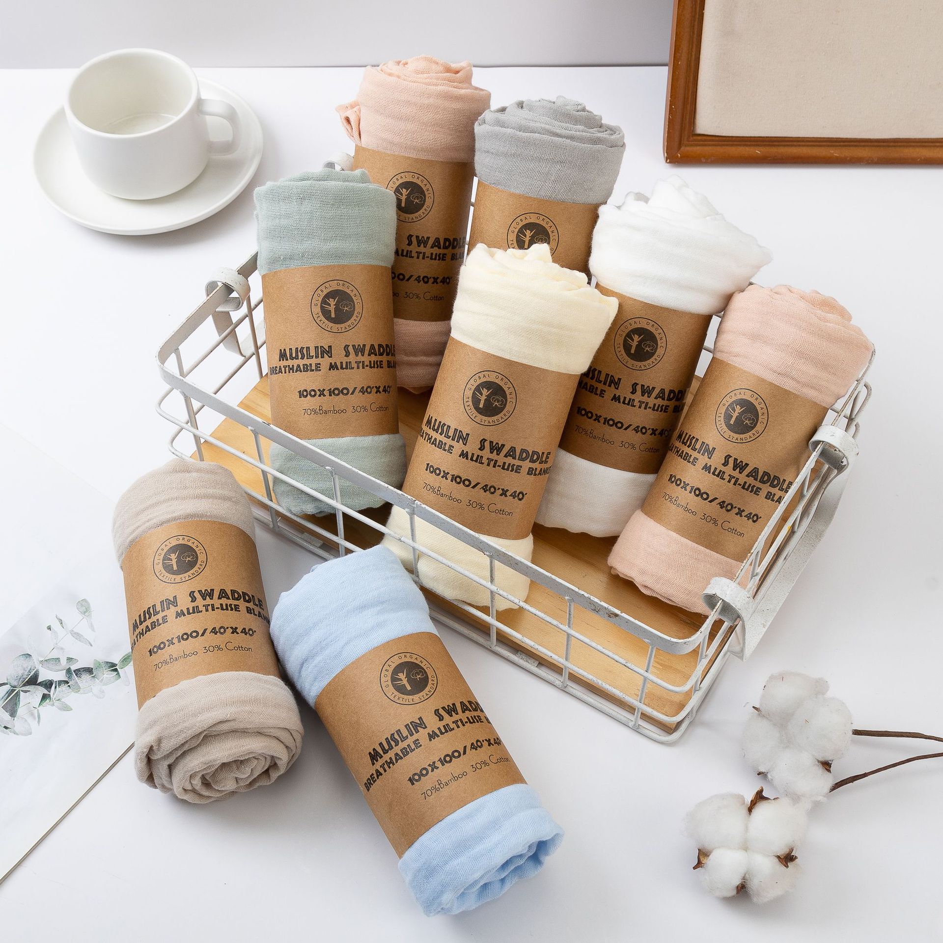 Amazon New Baby Gauze Bath Towel Cover Blanket Soft Absorbent Double Layer Bamboo Cotton Wrapped Neonatal Blanket