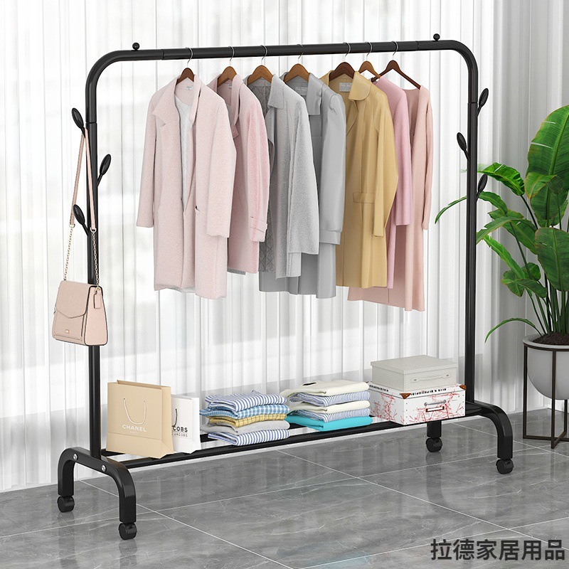 Percha de secado de ropa de piso dormitorio doméstico colgar ropa plegable de una sola varilla simple dormitorio interior móvil percha de sombrero