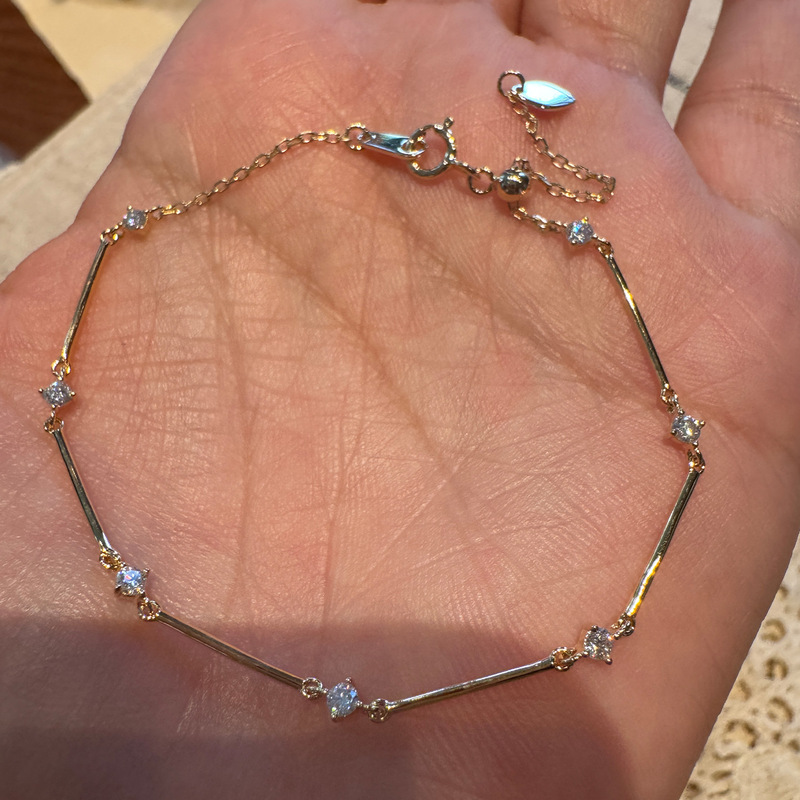 Japanese-Style Affordable Jewelry Minimalist Bamboo Knot Sparkling Diamond Splicing Bracelet Starry Sky Ultra-Thin Stackable Jewelry Affordable Alternative