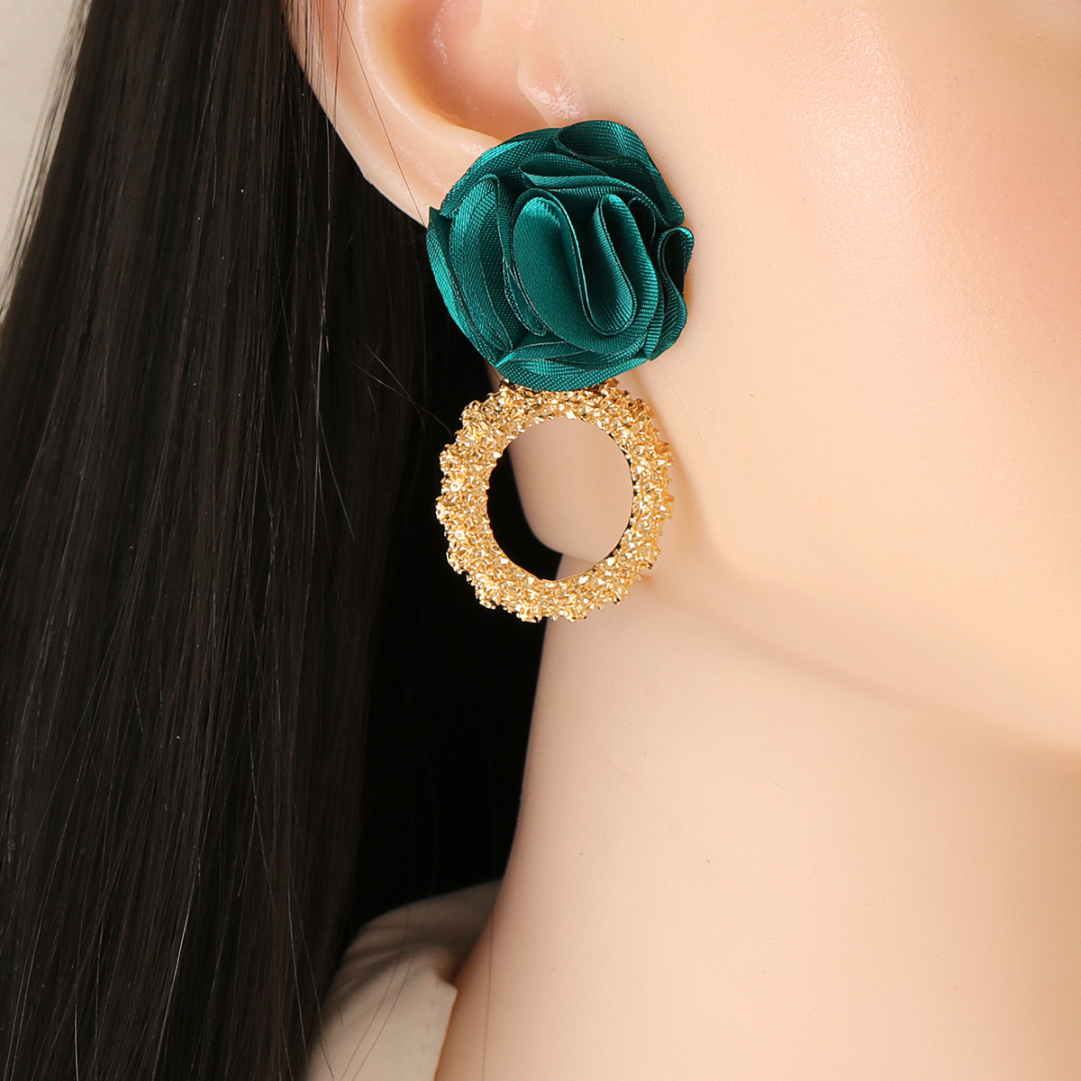 New Multilayer Chiffon Cloth Lace Flower Earrings display picture 14