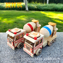 厂家直销木质搅拌车水泥油罐车模型 精美工艺品儿童玩具摆件批发
