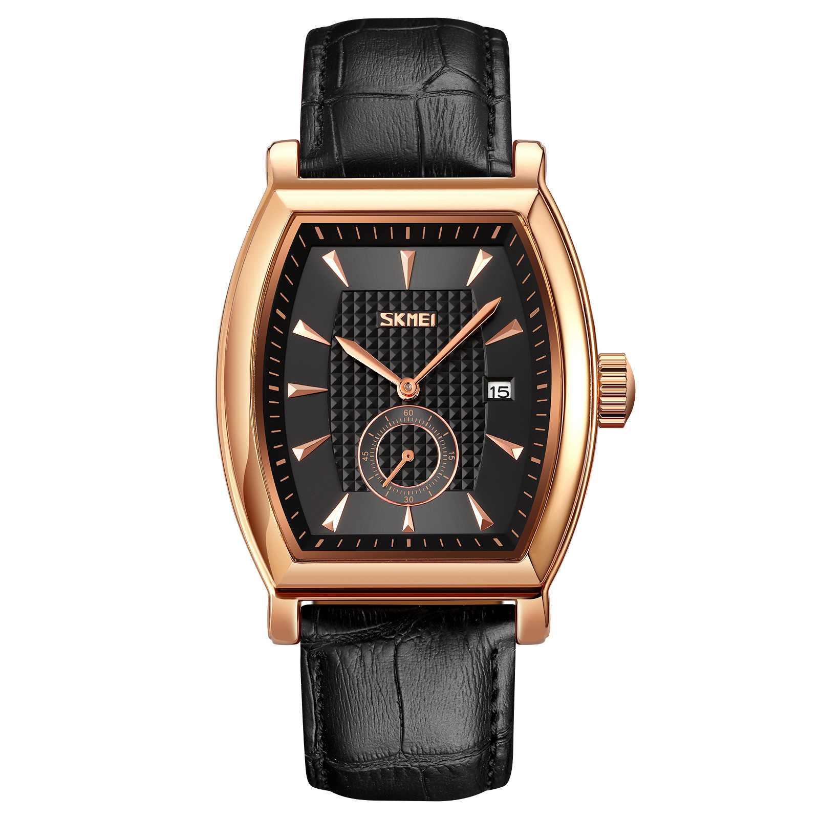 Barril de vino cuadrado hombre reloj correa impermeable calendario relojes de cuarzo regalos personalizados mayoristas de comercio exterior