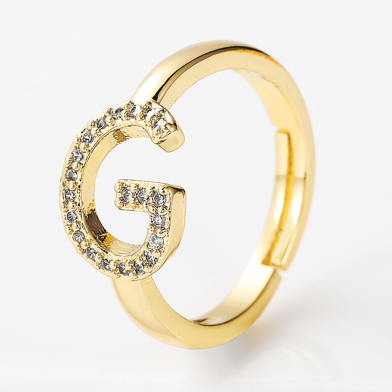 wholesale jewelry 26 English alphabet copper ring Nihaojewelrypicture30