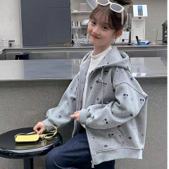 女童秋装连帽拉链卫衣开衫2025新款中大童洋气可爱休闲长袖外套潮