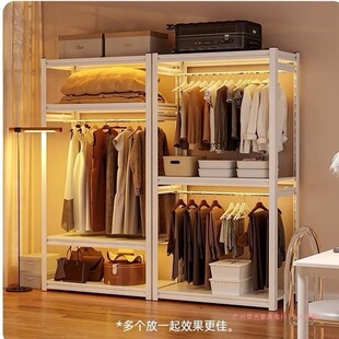Simple Wardrobe Storage Shelf Wardrobe Assembly DIY Homemade Angle Steel Clothes Hanger Rental Renovation Cloakroom Shelf