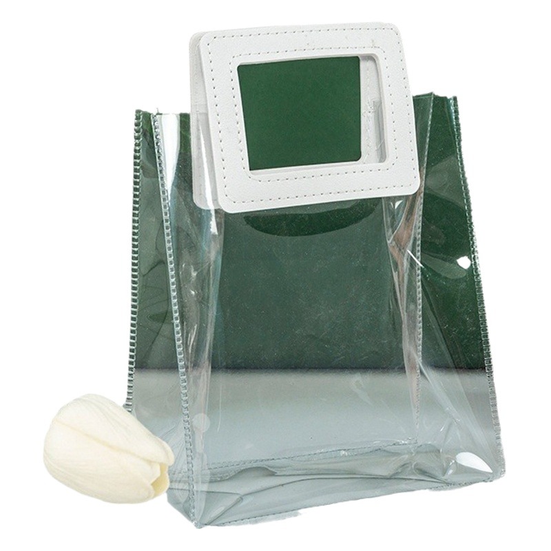 Bolsas de PVC en stock al por mayor, bolsas de regalo para bodas, bolsos estilo INS, bolsas de embalaje transparentes con asas