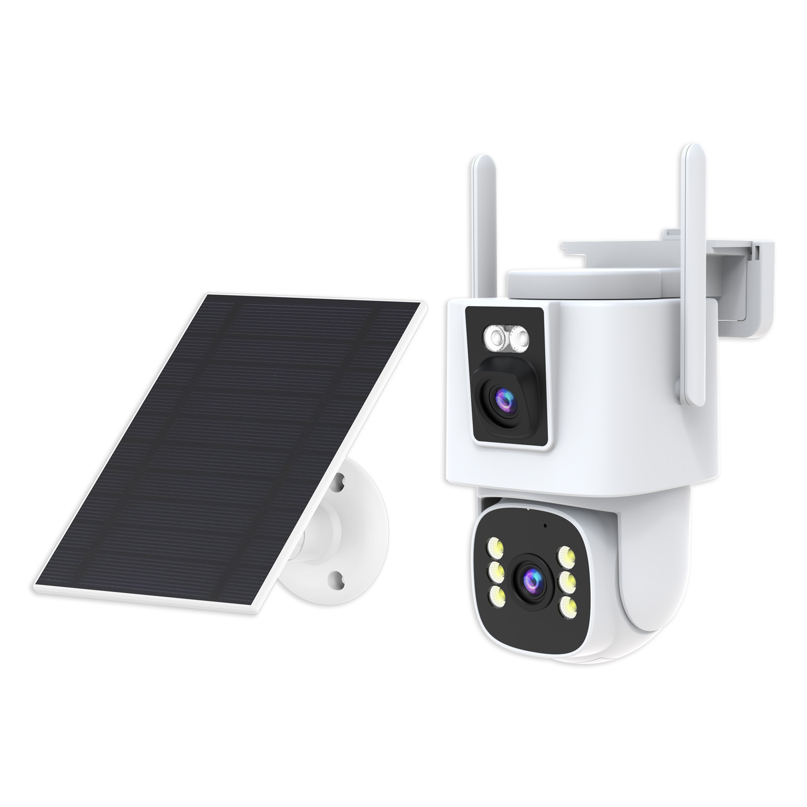 Cámara domo PTZ inalámbrica icsee HD de bajo consumo con energía solar 4G y doble lente AOV para monitoreo transfronterizo en fábricas