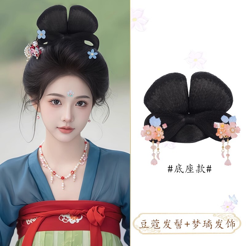 古风汉服假发一体式全套头饰古装唐风抓夹发髻懒人盘发垫发包造型|undefined
