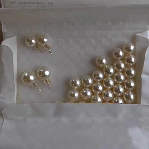 Popular large round bright pearl earrings fever retro 14K gold-filled Shijia pearl earrings for women