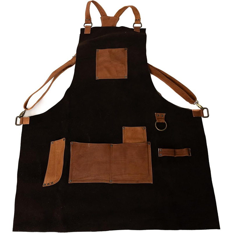 Cross-border 2025 nuevo delantal europeo y americano simple retro cuero bolsillo artesano carpintería mono delantal vellón de doble cara