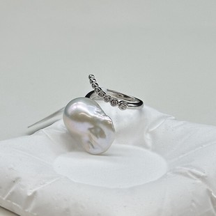 French Niche Pearl Ring S925 Silver Natural Baroque Pearl Ring Adjustable Ring Fashion Ring
