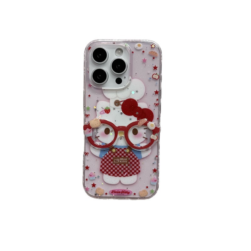 Girl ins Cute Chef Gafas kt Apto iphone16ProMax Apple 14/15 Funda para teléfono 13 Nuevo