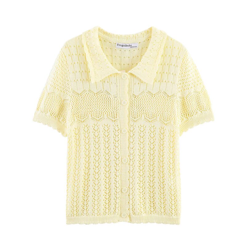 BSK&TRAF Women's 2026 Summer New Collection Pink Patterned Jacket Collar Knit Cardigan UYL960056