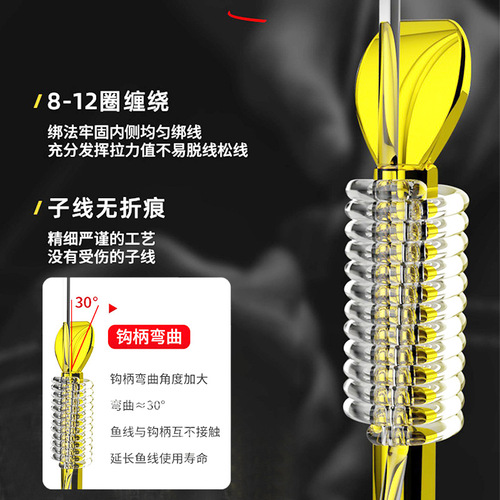 Shihe Short Leader Double Hook Finished Fishing Line Leader Gold Sleeve Sea Evening Pure Handmade Fishhook Tied Shi Gua Set Wholesale