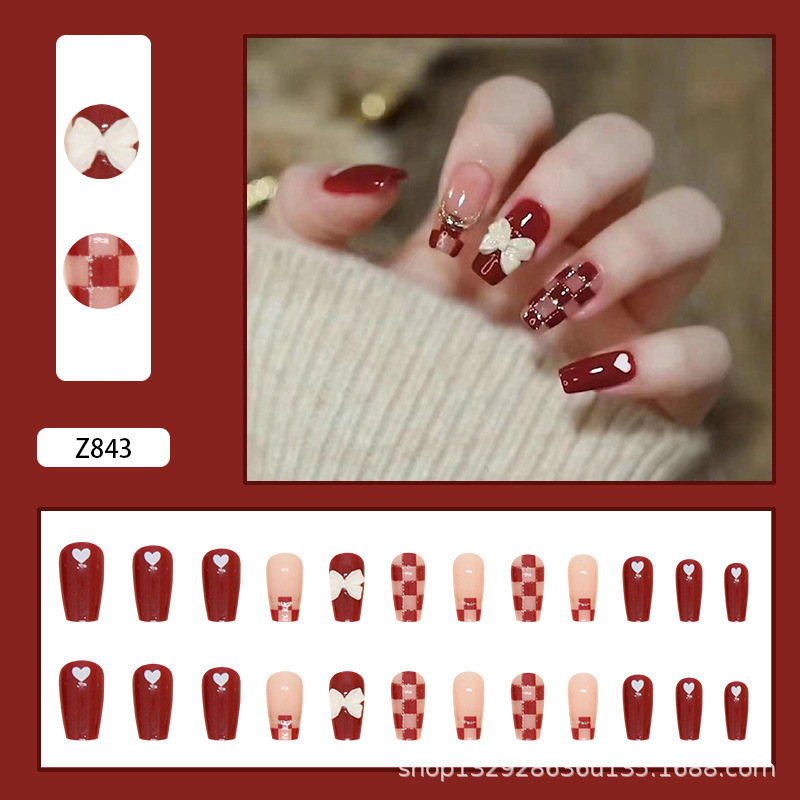 Patrón de perlas blancas de diamantes hechos a mano Uña al por mayor| Glue manicure blanqueador| Perforación de alto nivel