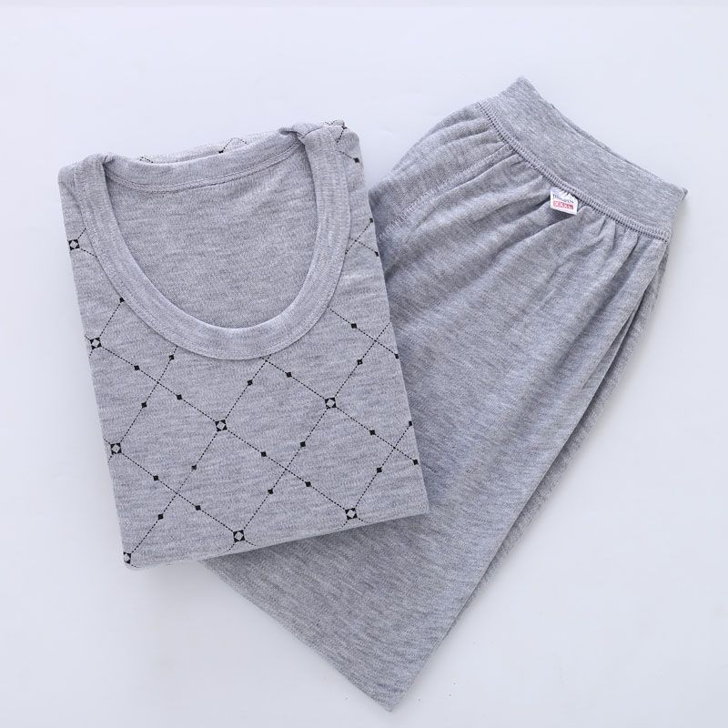 老年保暖内衣线裤青打底中棉毛衫秋衣秋裤薄款男士套装内衣线衣