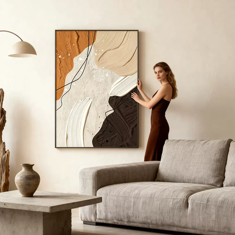 2025新款抽象客厅装饰画轻奢高级感玄关挂画沙发背景墙面落地壁画