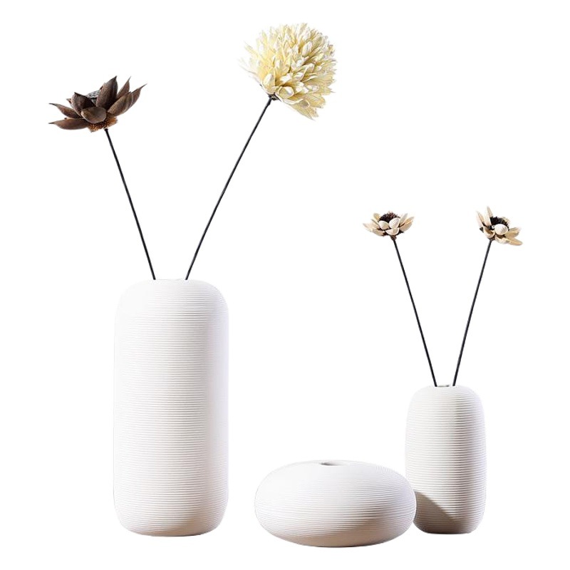 Cerámica blanca decoración florero moderno minimalista creativa sala de estar decoración suave tamaño arreglo floral al por mayor