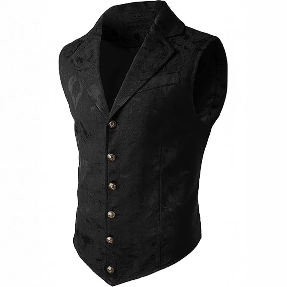 2025 Cross-Border Men's Business Suit Vest Fashion British Retro Vest Casual Suit Slim Vest