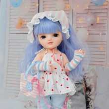 33cm全陶瓷bjd可爱女孩玩具人偶粉蓝发潮玩摆件节日高档礼品收藏