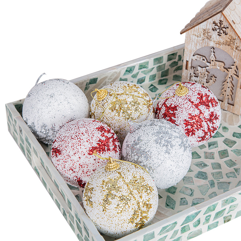 8cm una caja de 3 pequeña espuma con incrustaciones brillo Navidad árbol adornos Navidad bola hogar colgante