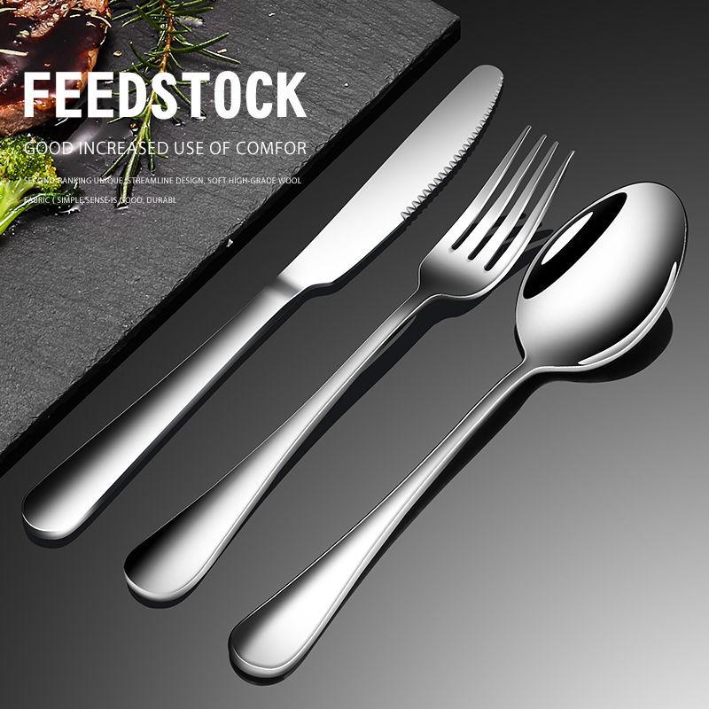 wholesale European style Stainless steel Western tableware Steak knife Fork spoon suit thickening Western Knife and fork Two piece set household