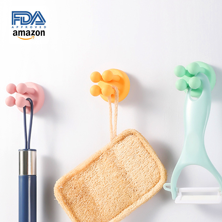 Silicone nail-free seamless hook strong adhesive office hook wall bathroom hook kitchen hook waterproof