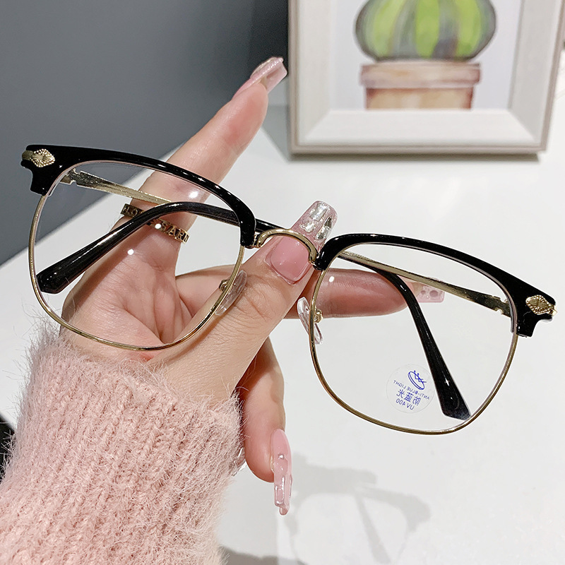 New myopia glasses frame men's trendy handsome with myopia anti-blue high-definition eye protection plain flat mirror generation hair New myopia glasses frame men's trendy handsome with myopia anti-blue high-definition eye protection plain flat mirror generation hair