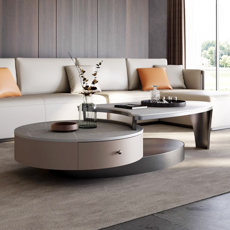 Luz de lujo Rock Placa de combinación de mesa de té moderno minimalista sala de estar diseñador de la casa de gama alta Mesa de té TV gabinete con cajón