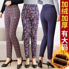キャメルケースの綿のズボンの女性の3層のベルベットの厚い腰の保温ズボンの冬の大きいサイズのゆったりした中高年の外で女性のズボンを着ます。