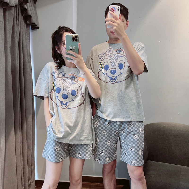 Summer Cute Squirrel Modal Cool Couple Pajamas for Women, Thin Round Neck Loose Short-Sleeve Shorts Loungewear for Men Summer Cute Squirrel Modal Cool Couple Pajamas for Women, Thin Round Neck Loose Short-Sleeve Shorts Loungewear for Men