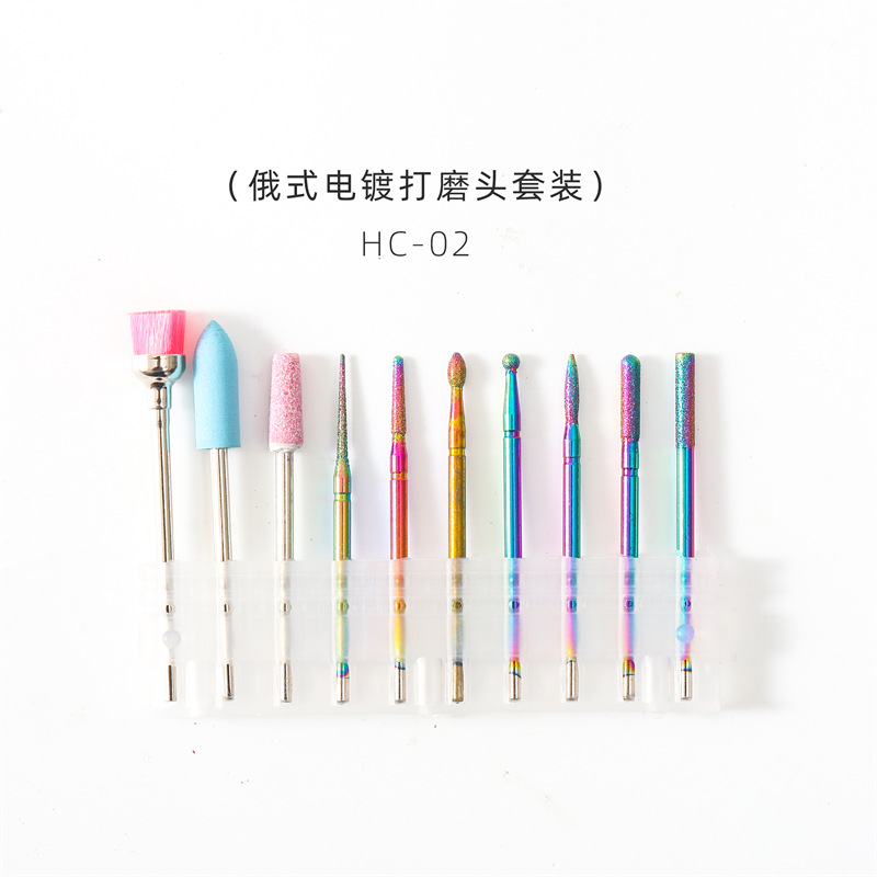 Cruzar la frontera dedicada galvanoplastia de acero de tungsteno traje de cabeza de pulido de uñas removedor de piel muerta herramientas de molienda de diamante 10 unidades