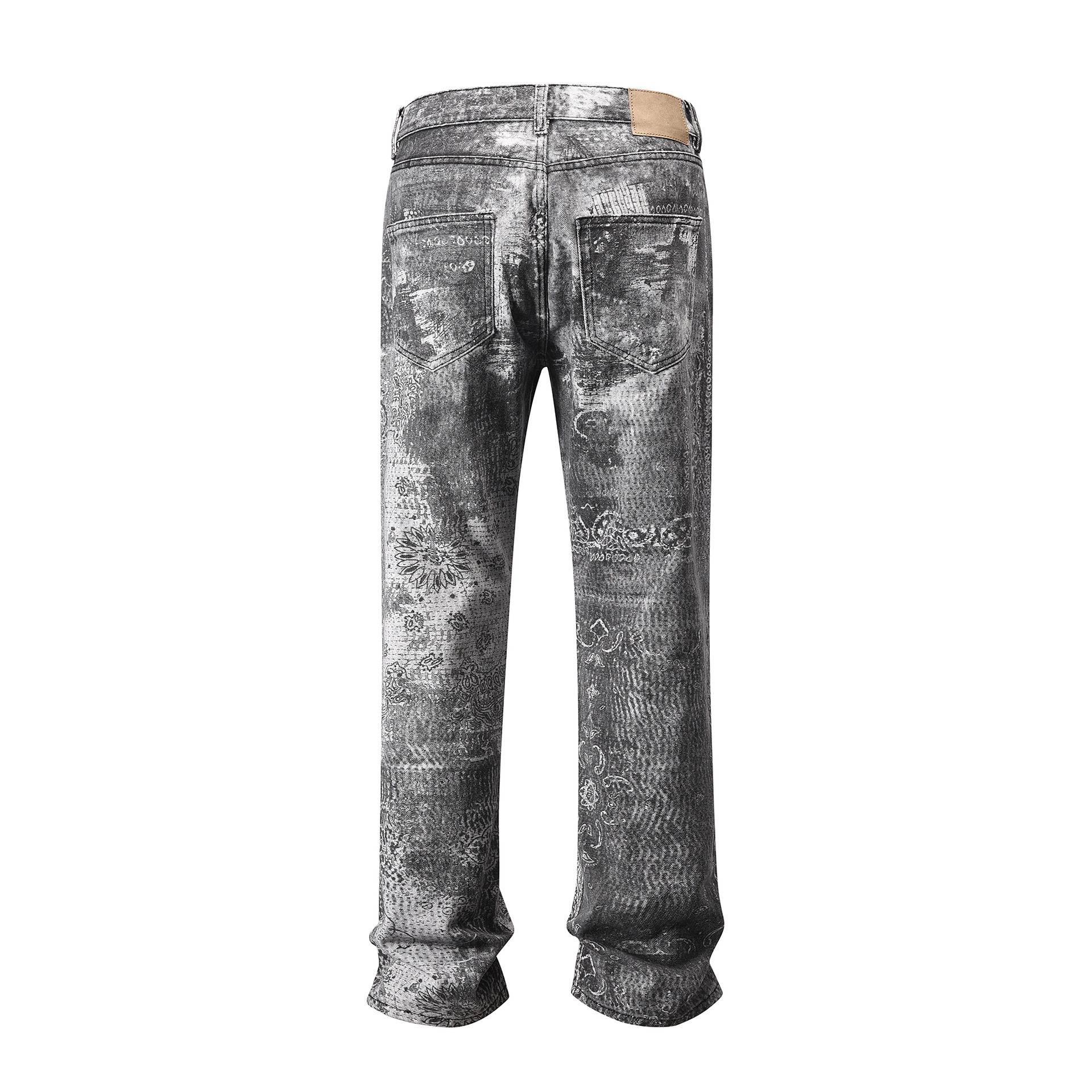 Jeans uomo gamba larga lavaggio boro con stampa digitale_voghion.com