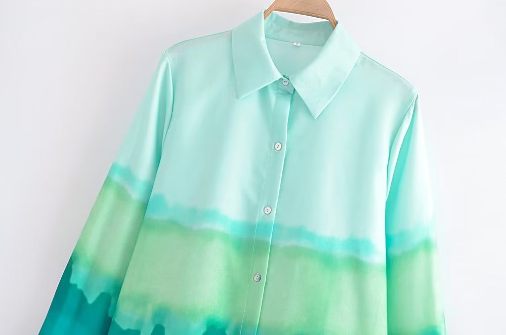 Camisa Tie Dye Gradient manga larga solapa NSAM136026