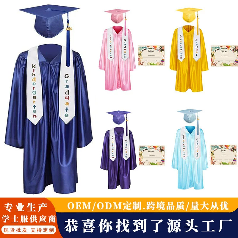 Американское детское выпускное платье, вязаное докторское платье для фотосессии с шалью и картонной вышивкой, платье для выпускного вечера, бакалаврское платье