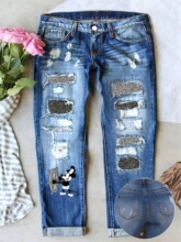V 14818 Women's Winter Jeans ӡ���ƶ�ţ��ѝ �羳�W�����R�d��