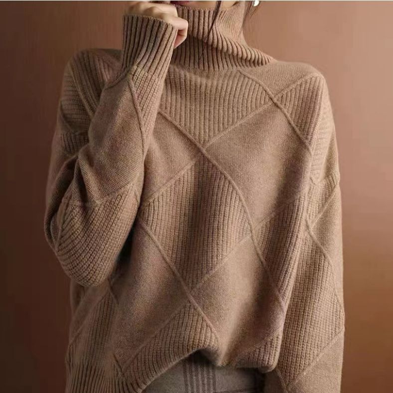 European Station Style High Collar Stereo Quilted Knitwear for Women 2024 Autumn and Winter New Design Casual Niche Knitwear European Station Style High Collar Stereo Quilted Knitwear for Women 2024 Autumn and Winter New Design Casual Niche Knitwear